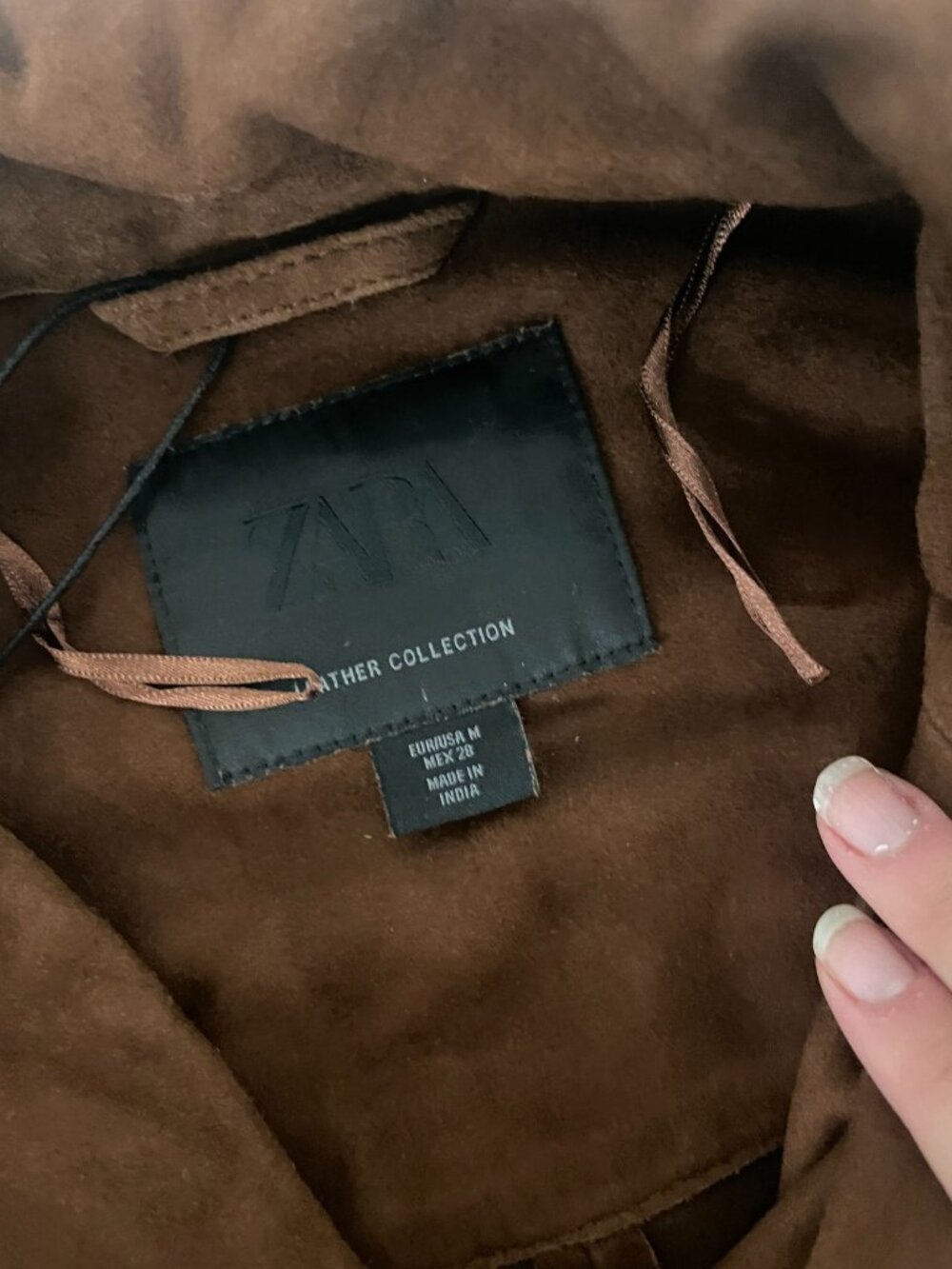 Zara Womens Blazer Jacket Coat Suede Leather M Brown Oversized 1966/244 NWOT - Picture 6 of 14